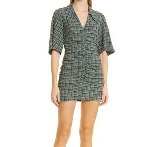 Ganni Green Checkered Mini Dress